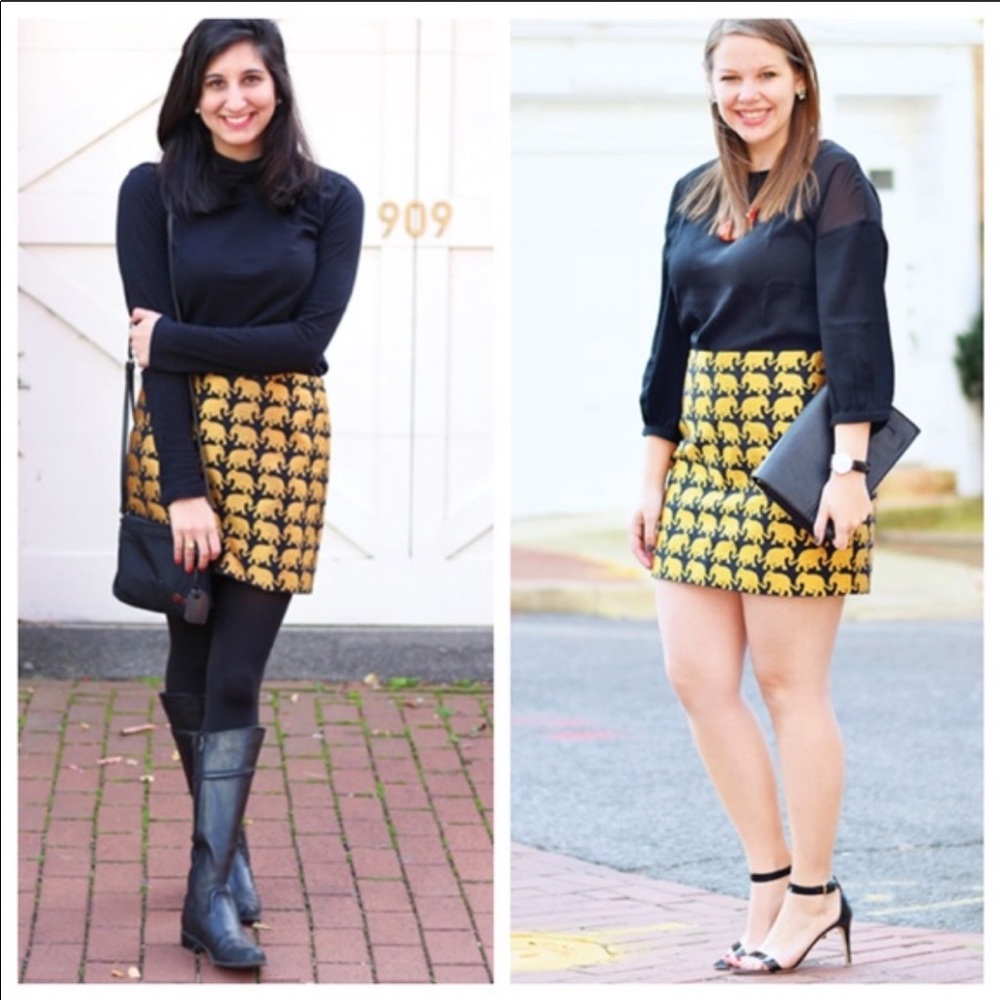 J. Crew Gold and Black Elephant Parade Skirt - Picture 3 of 8